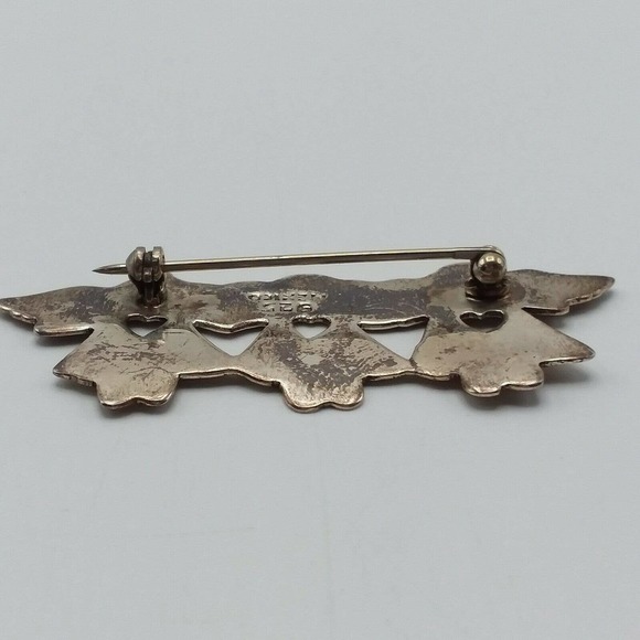 Vintage Whimsical Angel Brooch Pin Mexico Sterling Silver 925 Three Angels - Picture 7 of 8